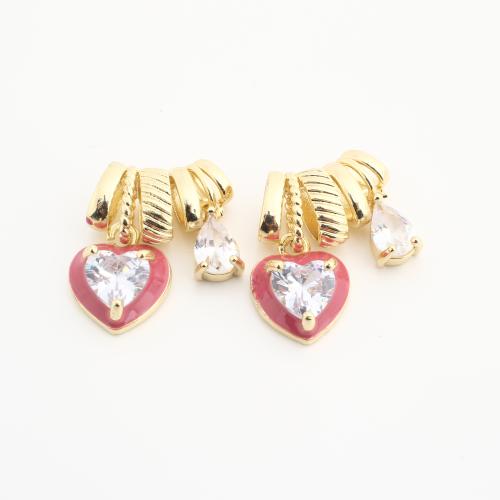 Crystal Pendants, Brass, with Crystal, Heart, plated, DIY & enamel, golden, nickel, lead & cadmium free, 20PCs/Bag, Sold By Bag
