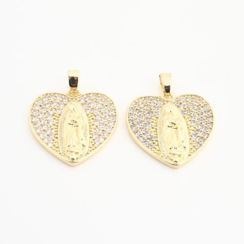 Rhinestone Brass Pendants, Heart, plated, DIY & with rhinestone, golden, nickel, lead & cadmium free, 20PCs/Bag, Sold By Bag