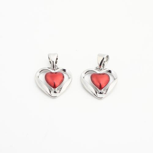 Crystal Pendants, Brass, with Crystal, Heart, plated, DIY, mixed colors, nickel, lead & cadmium free, 20PCs/Bag, Sold By Bag
