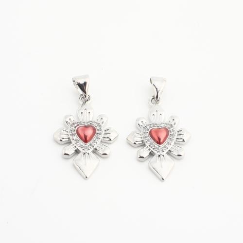 Crystal Pendants, Brass, with Crystal, Heart, plated, DIY & with rhinestone, mixed colors, nickel, lead & cadmium free, 20PCs/Bag, Sold By Bag