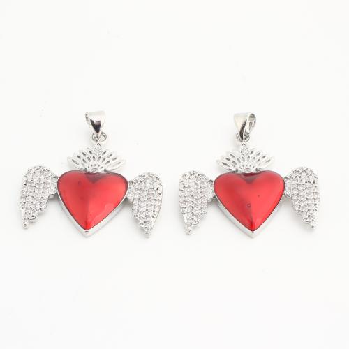 Crystal Pendants, Brass, with Crystal, Heart, plated, DIY & with rhinestone, mixed colors, nickel, lead & cadmium free, 20PCs/Bag, Sold By Bag