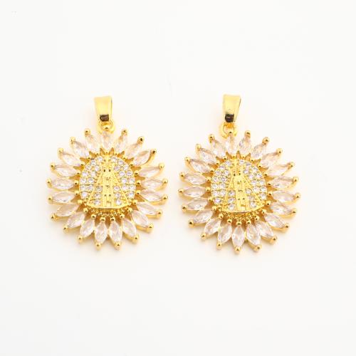 Crystal Pendants, Brass, with Crystal, Round, plated, DIY & with rhinestone, golden, nickel, lead & cadmium free, Sold By Bag