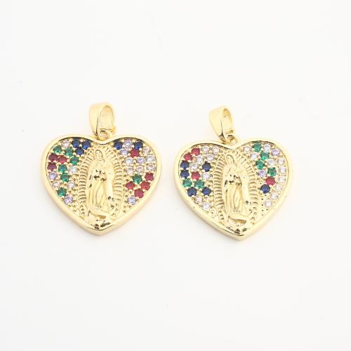 Rhinestone Brass Pendants, Heart, plated, DIY & with rhinestone, golden, nickel, lead & cadmium free, 20PCs/Bag, Sold By Bag