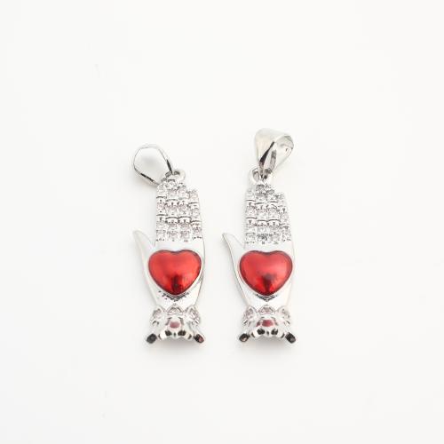 Crystal Pendants, Brass, with Crystal, Hand, plated, DIY & with rhinestone, silver color, nickel, lead & cadmium free, 20PCs/Bag, Sold By Bag