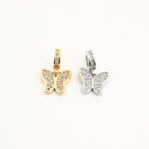 Rhinestone Brass Pendants, Butterfly, plated, DIY & with rhinestone, golden, nickel, lead & cadmium free, 20PCs/Bag, Sold By Bag
