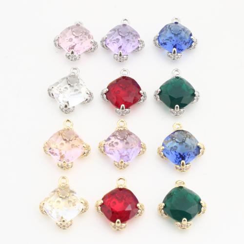 Crystal Pendants, Brass, with Crystal, Rhombus, plated, DIY & with rhinestone, more colors for choice, nickel, lead & cadmium free, 20PCs/Bag, Sold By Bag