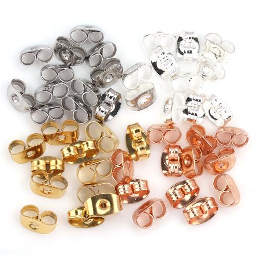 Stainless Steel Ear Nut , 304 Stainless Steel, plated, DIY, more colors for choice, 6x4.50mm, 200PCs/Bag, Sold By Bag