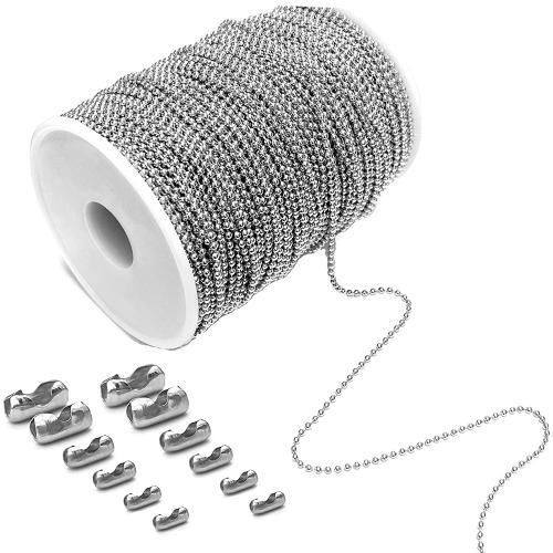 Stainless Steel Ball Chain, 304 Stainless Steel, DIY & different size for choice, original color, 2Spools/Bag, Sold By Bag