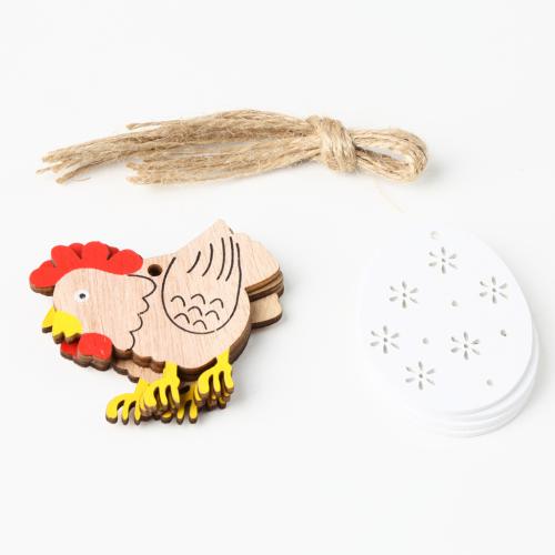 Wood Hanging Ornaments, with Linen, Animal, Sold By Set