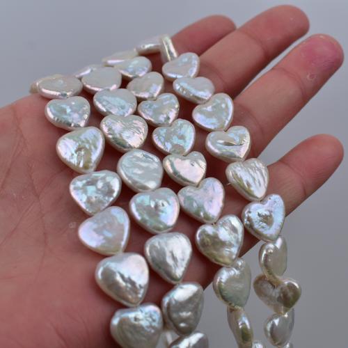 Natural Freshwater Pearl Loose Beads, Heart, DIY, white, 11-12mm, Sold By Strand