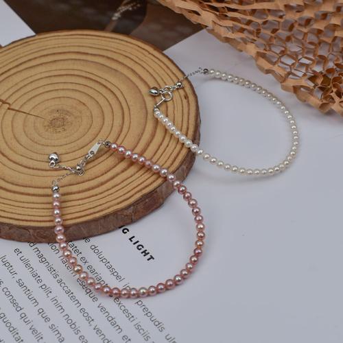 Freshwater Cultured Pearl Bracelet, Freshwater Pearl, Slightly Round, fashion jewelry, more colors for choice, 4-5mm, Length:17 cm, Sold By PC