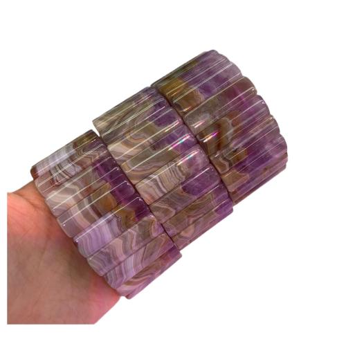 Agate Jewelry Bracelet, Purple Agate, fashion jewelry, mixed colors, 8-9*30mm, Length:18.5 cm, Sold By PC