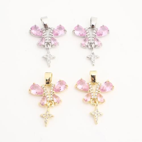 Crystal Pendants, Brass, with Crystal, Butterfly, plated, DIY & with rhinestone, more colors for choice, nickel, lead & cadmium free, 20PCs/Bag, Sold By Bag