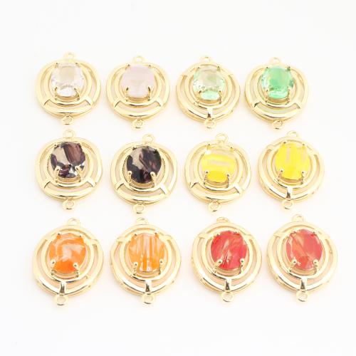 Brass Connector, with Crystal, Round, plated, DIY, more colors for choice, nickel, lead & cadmium free, 20PCs/Bag, Sold By Bag