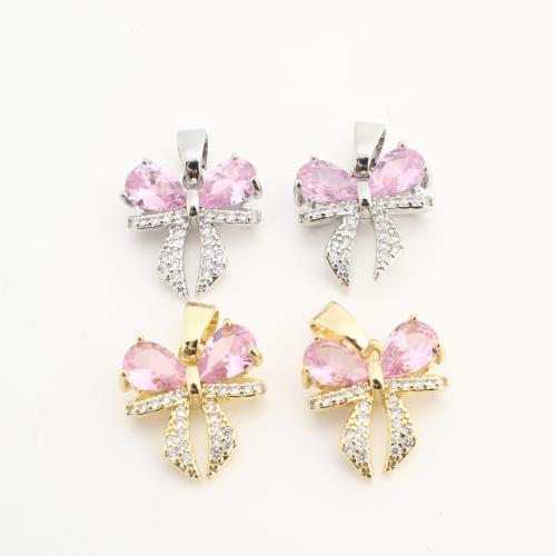 Crystal Pendants, Brass, with Crystal, Bowknot, plated, DIY & with rhinestone, more colors for choice, nickel, lead & cadmium free, 20PCs/Bag, Sold By Bag