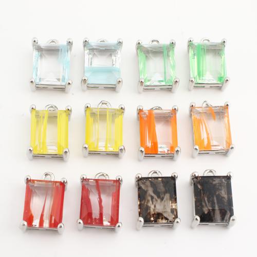 Crystal Pendants, Brass, with Crystal, Square, plated, DIY, more colors for choice, nickel, lead & cadmium free, 30PCs/Bag, Sold By Bag