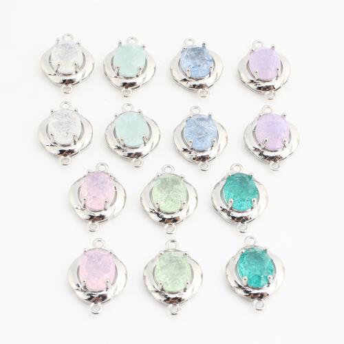 Brass Connector, with Crystal, Round, plated, DIY, more colors for choice, nickel, lead & cadmium free, 30PCs/Bag, Sold By Bag