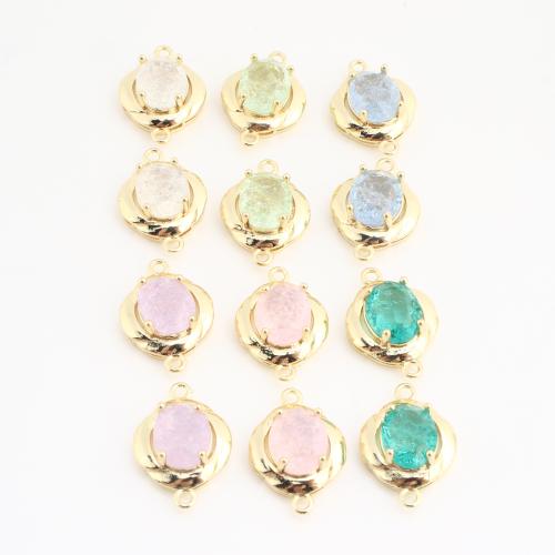 Brass Connector, with Crystal, Round, plated, DIY, more colors for choice, nickel, lead & cadmium free, 30PCs/Bag, Sold By Bag