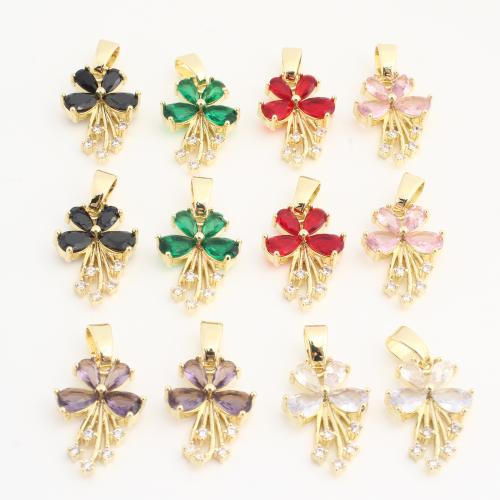 Crystal Pendants, Brass, with Crystal, Flower, plated, DIY & with rhinestone, more colors for choice, nickel, lead & cadmium free, 20PCs/Bag, Sold By Bag