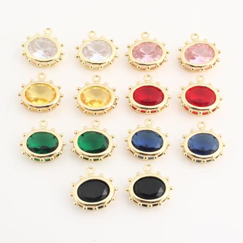 Crystal Pendants, Brass, with Crystal, Round, plated, DIY, more colors for choice, nickel, lead & cadmium free, 50PCs/Bag, Sold By Bag