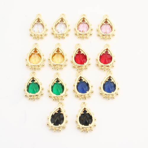 Crystal Pendants, Brass, with Crystal, Teardrop, plated, DIY, more colors for choice, nickel, lead & cadmium free, 50PCs/Bag, Sold By Bag