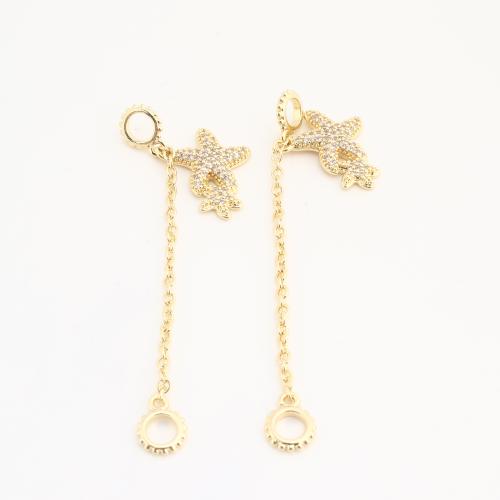 Rhinestone Brass Pendants, Starfish, plated, DIY & with rhinestone, golden, nickel, lead & cadmium free, 20PCs/Bag, Sold By Bag