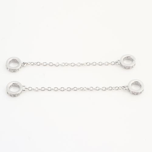 Brass Extender Chain, Round, plated, DIY & with rhinestone, silver color, nickel, lead & cadmium free, 20PCs/Bag, Sold By Bag