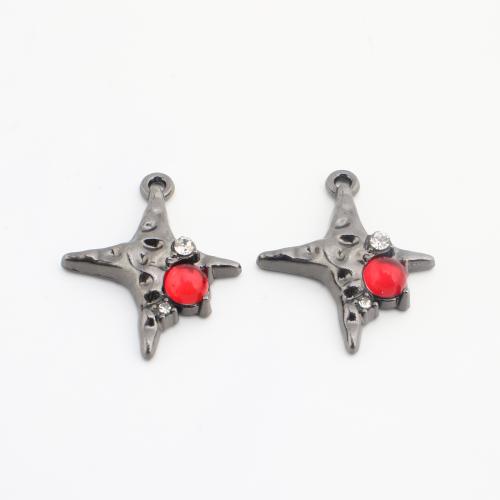 Crystal Pendants, Brass, with Crystal, Cross, plated, DIY, mixed colors, nickel, lead & cadmium free, 100PCs/Bag, Sold By Bag