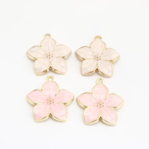 Brass Jewelry Pendants, Flower, plated, DIY & enamel, more colors for choice, nickel, lead & cadmium free, 100PCs/Bag, Sold By Bag