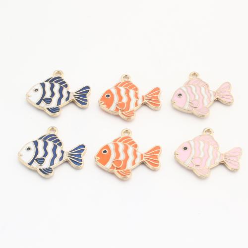 Brass Jewelry Pendants, Fish, plated, DIY & enamel, more colors for choice, nickel, lead & cadmium free, 100PCs/Bag, Sold By Bag