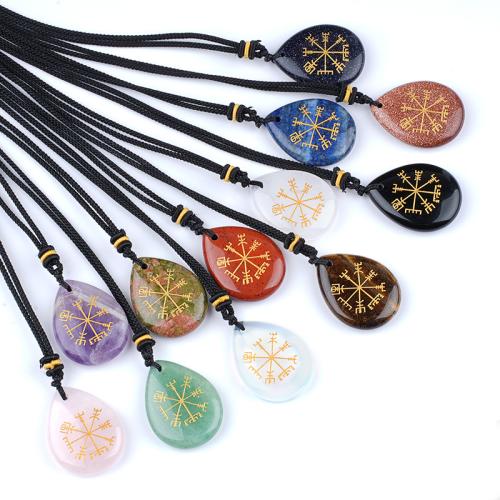 Collier bijoux de pierre gemme, larme, souffle de sable & différents matériaux pour le choix & unisexe, 25x7.50x33mm, Vendu par Environ 32 cm brin