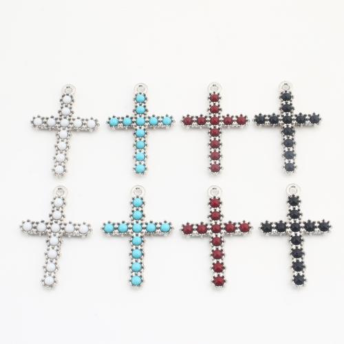 Pendentif en résine, laiton, avec résine, croix, Placage, DIY, plus de couleurs à choisir, 30x20x3mm, 100PC/sac, Vendu par sac