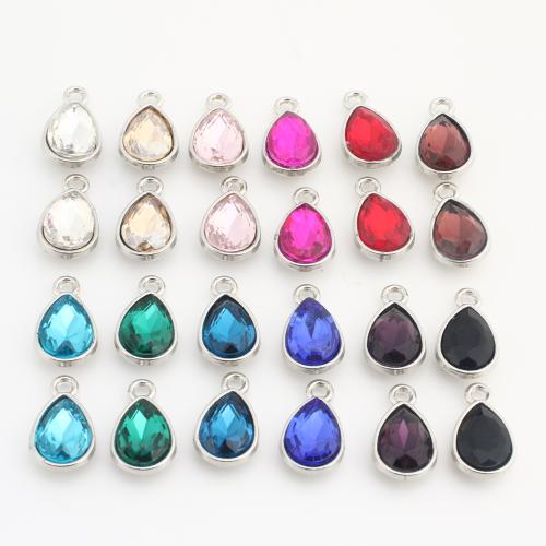 Crystal Pendants, Brass, with Crystal, Teardrop, plated, DIY, more colors for choice, 15x10x5mm, 100PCs/Bag, Sold By Bag