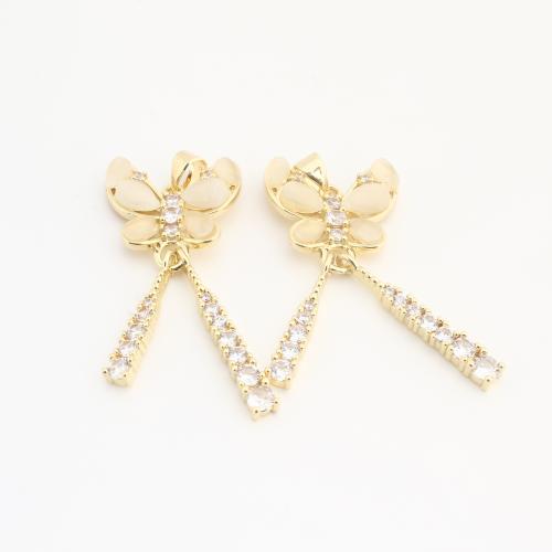 Crystal Pendants, Brass, with Crystal, Butterfly, gold color plated, DIY & with rhinestone, 45x20x6mm, 20PCs/Bag, Sold By Bag