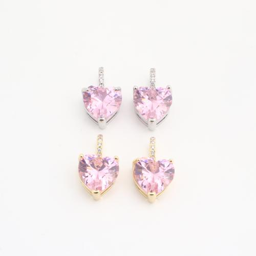 Crystal Pendants, Brass, with Crystal, Heart, plated, DIY, more colors for choice, 16x10x7mm, 20PCs/Bag, Sold By Bag