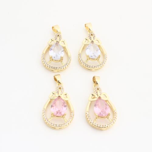 Crystal Pendants, Brass, with Crystal, Teardrop, gold color plated, DIY & with rhinestone, more colors for choice, 20PCs/Bag, Sold By Bag