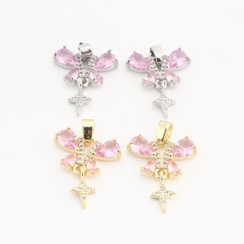 Crystal Pendants, Brass, with Crystal, Butterfly, plated, DIY & with rhinestone, more colors for choice, 26x19x4mm, 20PCs/Bag, Sold By Bag