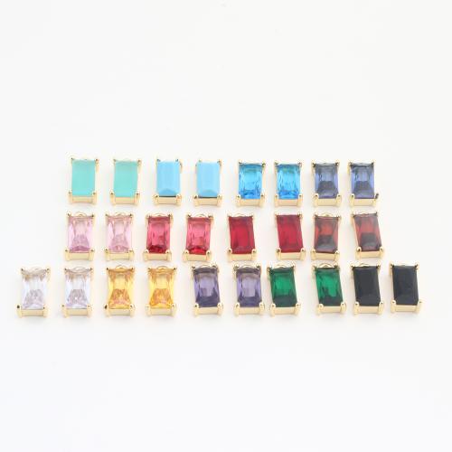 Crystal Pendants, Brass, with Crystal, Geometrical Pattern, gold color plated, DIY, more colors for choice, 13x6x4mm, 50PCs/Bag, Sold By Bag