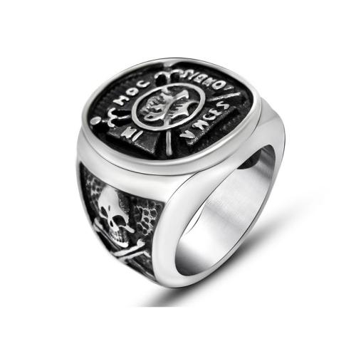 Acier titane bague, crane, poli, normes différentes pour le choix & pour homme & noircir, couleur originale, Taille:7-12, Vendu par PC