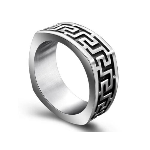 Acier titane bague, Motif géométrique, Placage, normes différentes pour le choix & pour homme & noircir, Taille:7-12, Vendu par PC