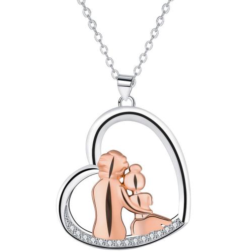 Cubic Zircon Micro Pave Brass Necklace, with 5cm extender chain, Heart, plated, Unisex & oval chain & micro pave cubic zirconia, 21x24mm, Sold Per Approx 45 cm Strand