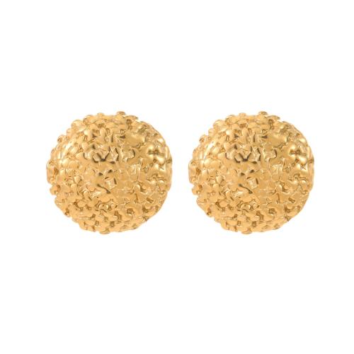 Stainless Steel Stud Earrings, 18K gold plated, for woman, 25mm, Sold By Pair