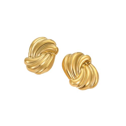 Boucle d'oreille de gaujon en acier inoxydable, Plaqué or 18K, pour femme, 20.40x27mm, Vendu par paire