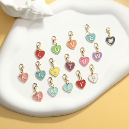 Tibetan Style Enamel Pendants, Heart, plated, random style & DIY, mixed colors, 15x30mm, Sold By PC