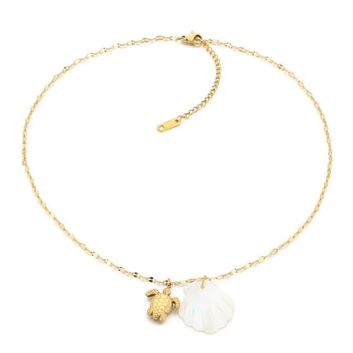 304 Stainless Steel Necklace, with White Shell, gold color plated, different styles for choice & for woman, Sold By PC