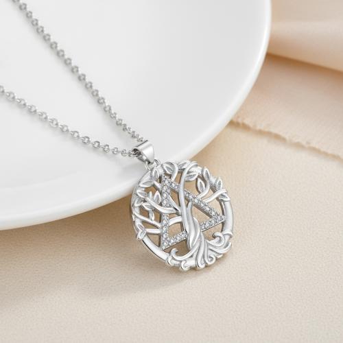 Cubic Zircon Micro Pave Brass Necklace, with 5cm extender chain, Tree, platinum color plated, oval chain & micro pave cubic zirconia & for woman, 21x21mm, Sold Per Approx 45 cm Strand