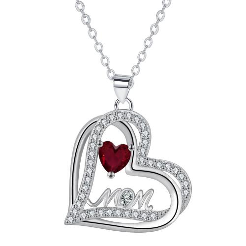 Cubic Zircon Micro Pave Brass Necklace, with 5cm extender chain, Heart, platinum color plated, oval chain & micro pave cubic zirconia & for woman, 24x24mm, Sold Per Approx 45 cm Strand