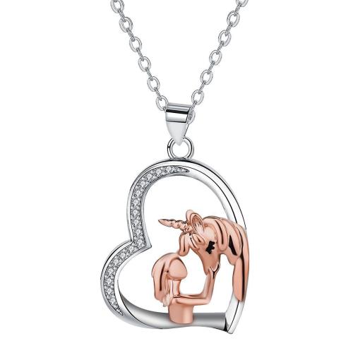 Cubic Zircon Micro Pave Brass Necklace, with 5cm extender chain, Heart, plated, oval chain & micro pave cubic zirconia & for woman, 24.70x25.50mm, Sold Per Approx 45 cm Strand