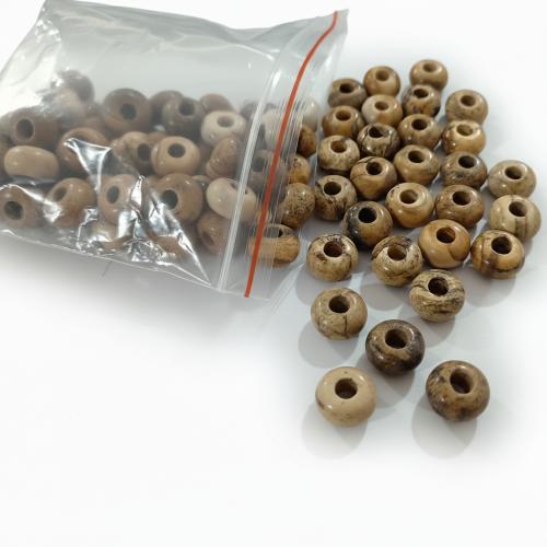 Natural Picture Jasper Beads, DIY, 8x14mm, Hole:Approx 5mm, Sold By PC