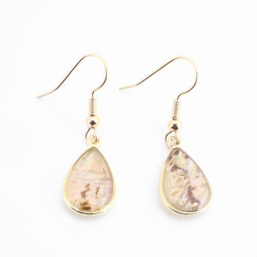 laiton Boucle d'oreille goutte, avec résine, larme, Placage de couleur d'or, bijoux de mode & pour femme, 36x11x3.50mm, Vendu par paire